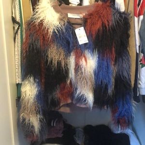 ASTR multicolored fuzzy jacket